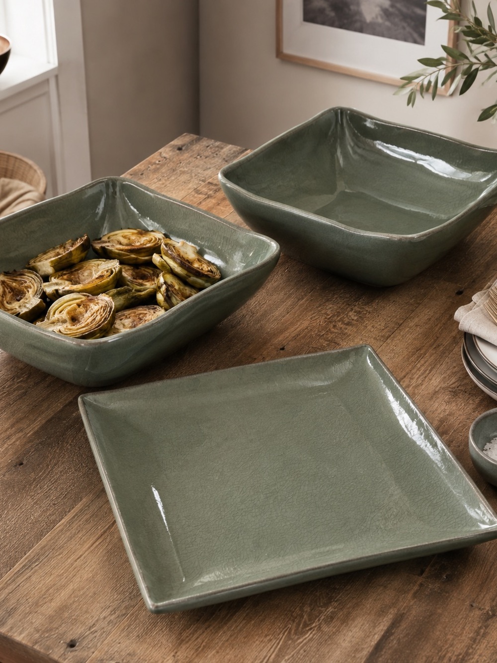 Williams Sonoma Asian-Inspired 3- Piece Stoneware Serving Set